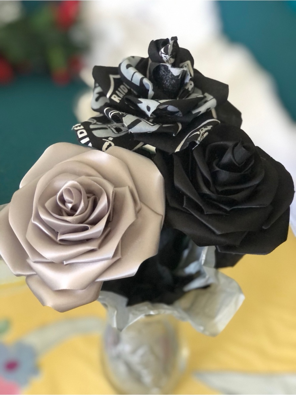 Silk Rose Hair Clip Set - Black & Cream Floral Accents